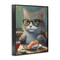 Stupell Industries Cat Eating Sushi Framed Giclee Wall Art Design by Elizabeth Medley